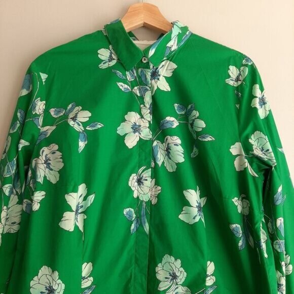 BRAX Feel Good Large Floral Button Down Shirt Green Sz XL | Eur 46 - Picture 3 of 11